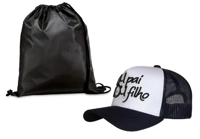Kit Mochila Sacola e Boné Trucker